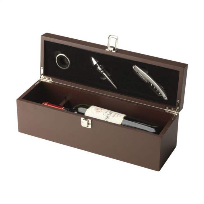 Coffret cadeau vin | Bois | Avec tire-bouchon sommelier et accessoires