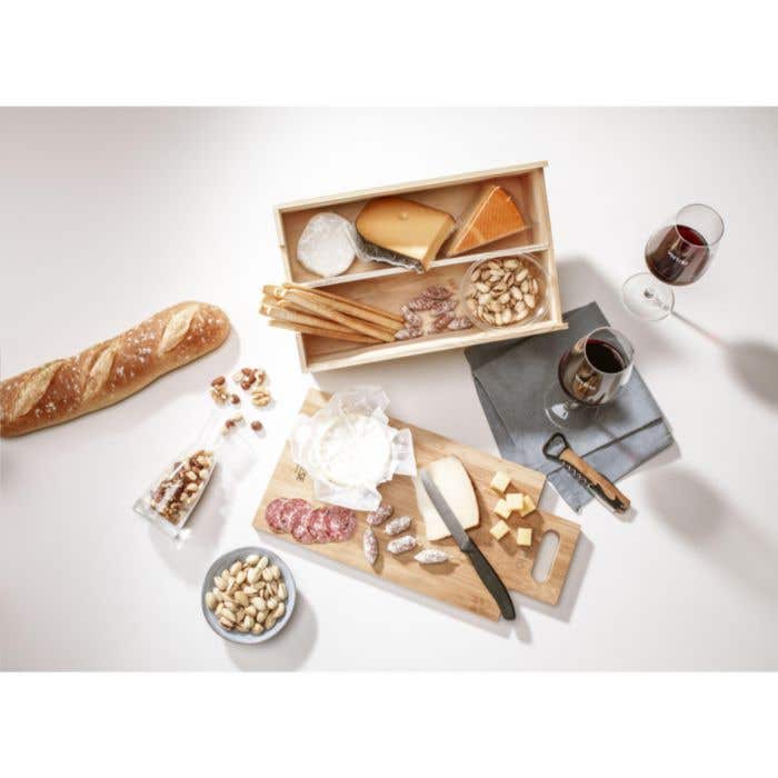 Caisse à vin Say Cheese | Bois de pin FSC® | Couvercle en bambou