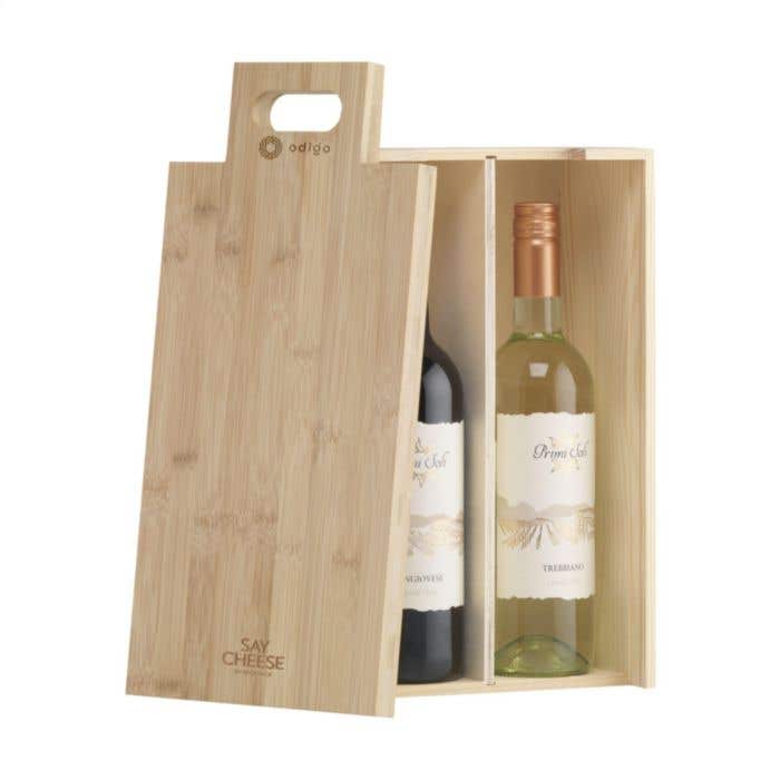 Caisse à vin Say Cheese | Bois de pin FSC® | Couvercle en bambou