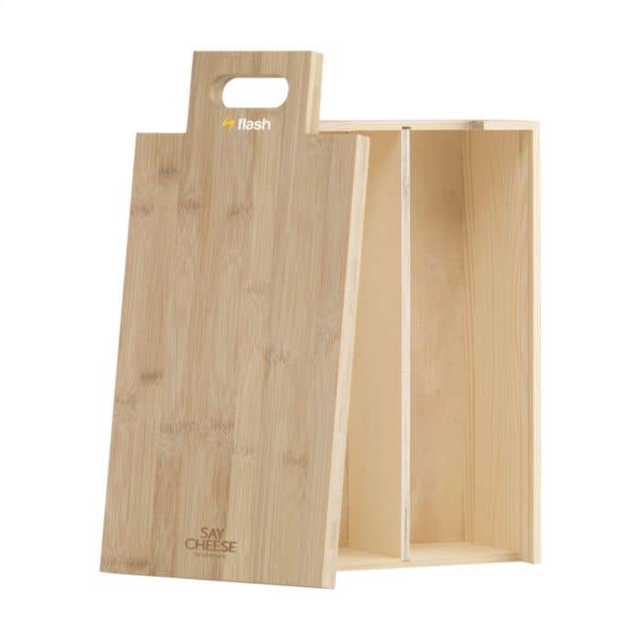 Caisse à vin Say Cheese | Bois de pin FSC® | Couvercle en bambou