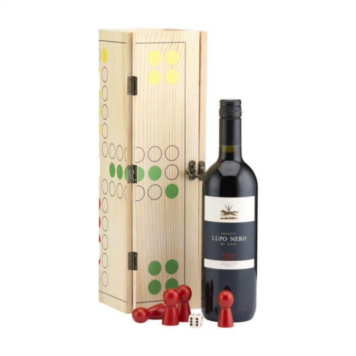 Coffret à vin Gamebox Ludo | Bois de pin | 1 bouteille