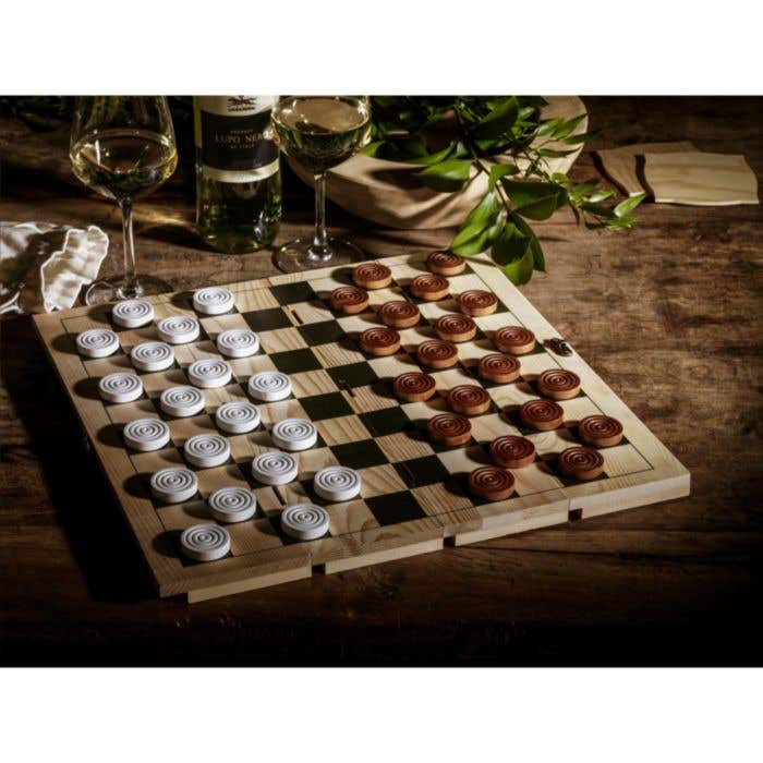 Caisse à vin Rackpack Gamebox | Bois de pin FSC® | Avec jeu de dames