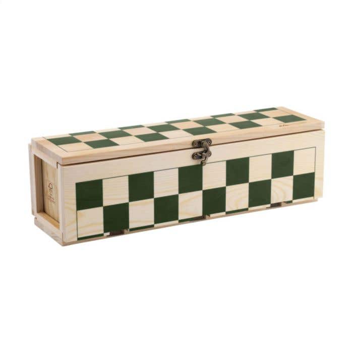 Caisse à vin Rackpack Gamebox | Bois de pin FSC® | Avec jeu de dames