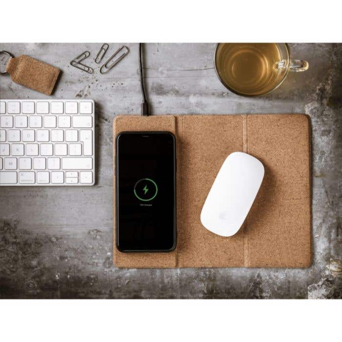 Tapis de souris | Liège | Chargeur sans fil 10W | Support pour téléphone
