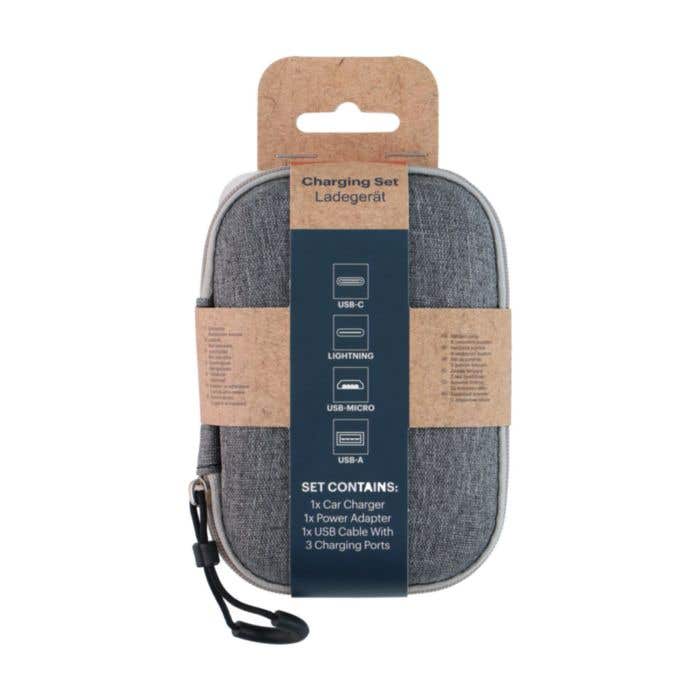 Grundig Set de Chargement | Câble 3-en-1 | Chargeur auto et adaptateur