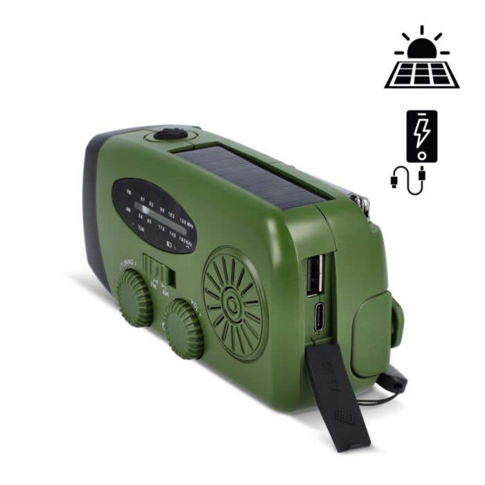 Radio d'urgence SafeSound solaire avec manivelle
