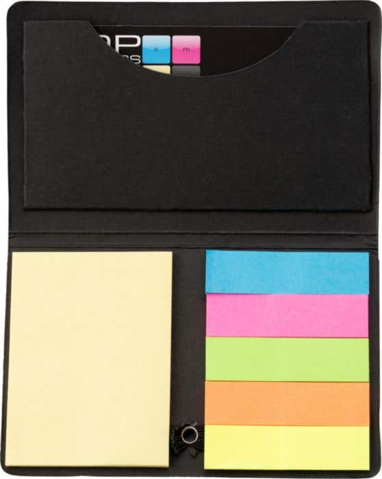 Mémos adhésifs Stickycard | Papier FSC® | Avec marque-pages | Compartiment pour cartes de visite