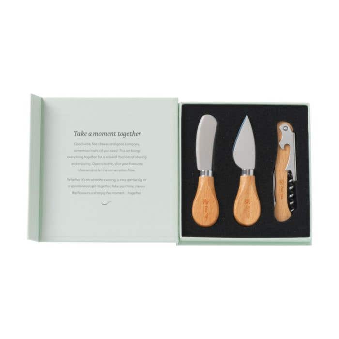 Set à fromage et vin Wooosh Borgones | Bois FSC® | 3 pièces