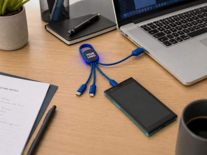 Câble de charge Quadro | 4-en-1 | Logo lumineux
