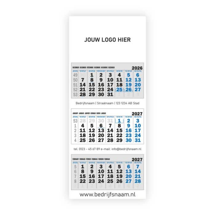 Calendrier 3 mois | Blocs calendaires séparés