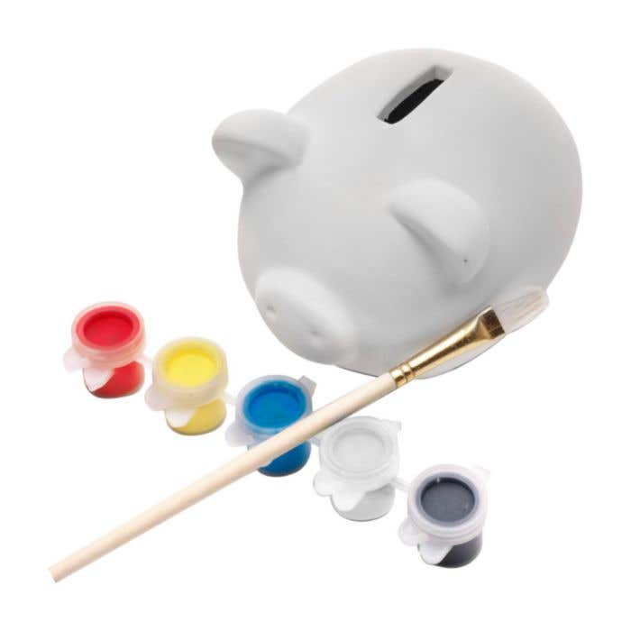 Tirelire Color | Incl. 5 couleurs de peinture | Avec pinceau