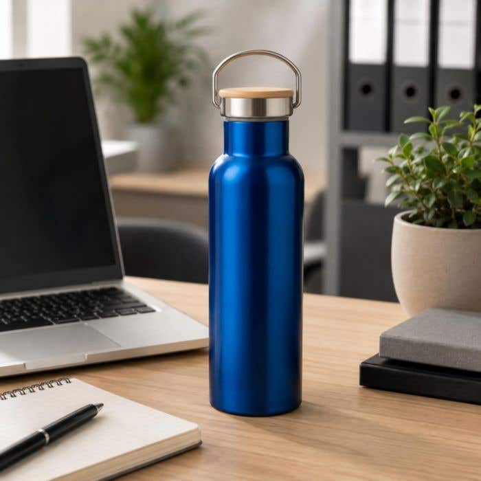 Gourde Bamostyle | 500 ml | Inox | Double paroi | Bouchon en bambou