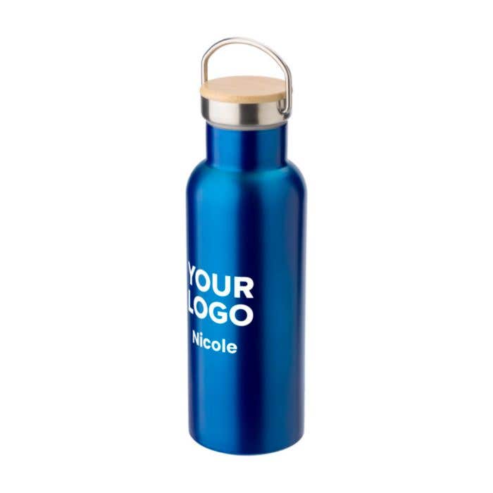 Gourde Bamostyle | 500 ml | Inox | Double paroi | Bouchon en bambou