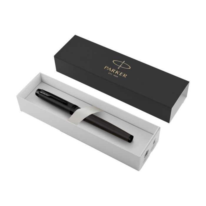 Stylo roller Parker IM Achromatic | Encre noire | Acier inoxydable | Capuchon amovible