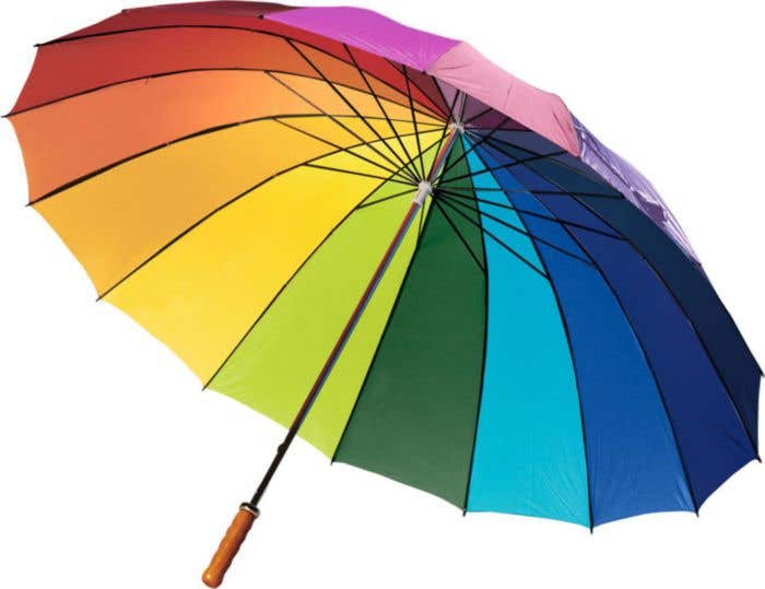 Parapluie de golf Rainbow | Ø 128,5 cm | Poignée en bois