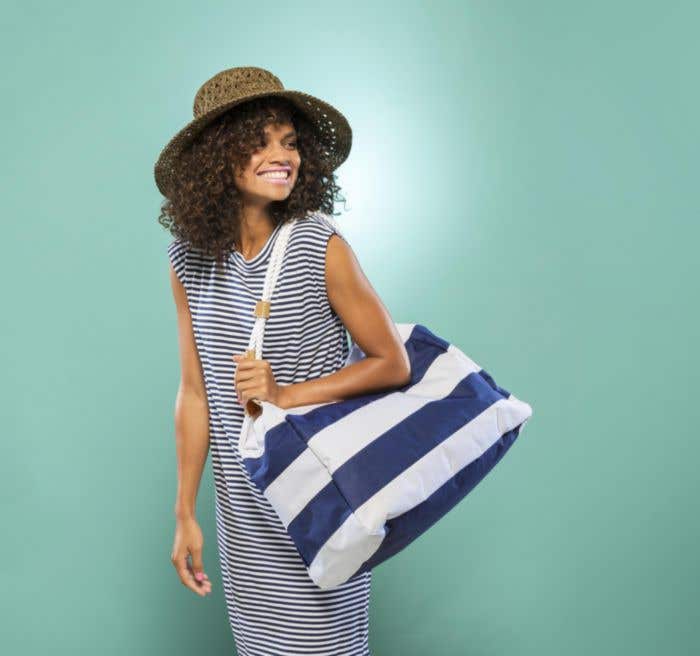 Sac de plage Femiline | 20 L | Anses en corde | Rayé