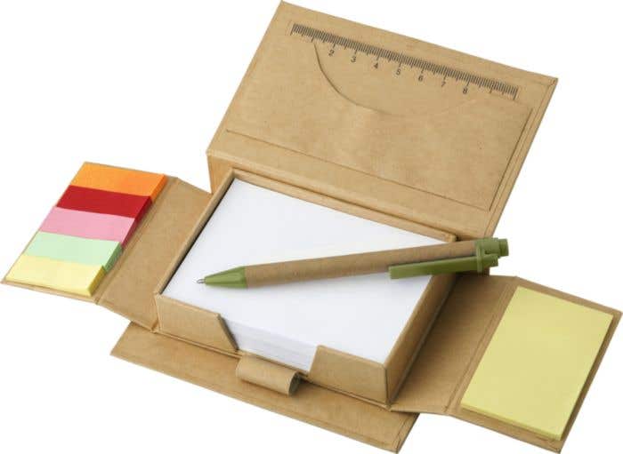 Bloc-notes Multi-eco | Notes autocollantes | Réglette | Avec stylo