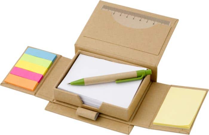 Bloc-notes Multi-eco | Notes autocollantes | Réglette | Avec stylo