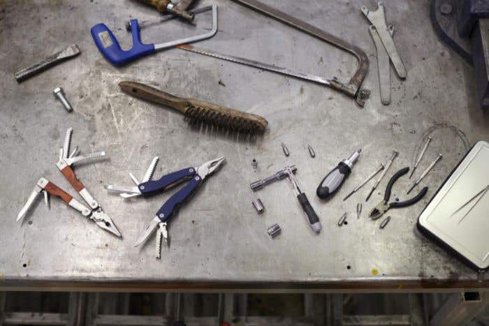 Multitool Travail | Inox | 10 pièces | Avec housse