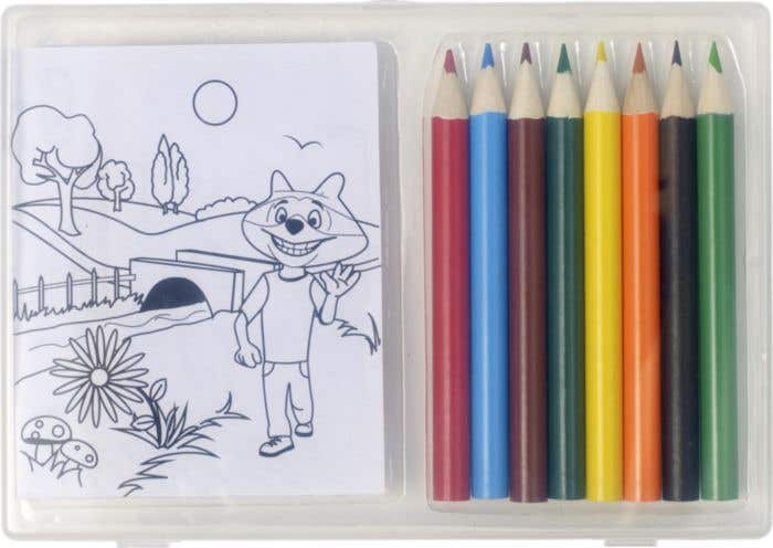 Set de dessin Colorkid | 8 crayons de couleur | 20 coloriages