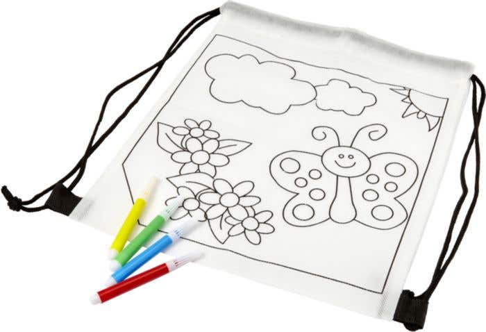 Sac à dos Coloris | 2,5 L | Non-woven | Cordon de serrage | Avec 4 marqueurs