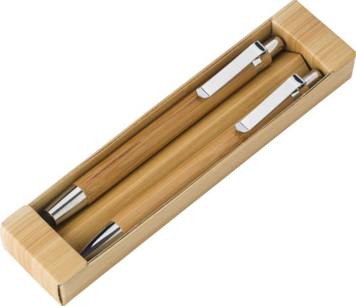 Parure d'écriture Bamboo-touch | Bambou | 2 pièces | Stylo à bille et porte-mine