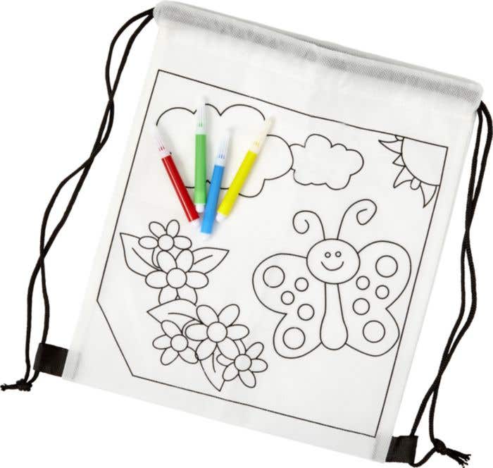 Sac à dos Coloris | 2,5 L | Non-woven | Cordon de serrage | Avec 4 marqueurs