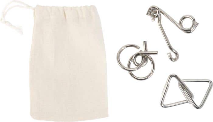 Set de casse-têtes Brains | Métal | 3 pièces | Pochette en coton