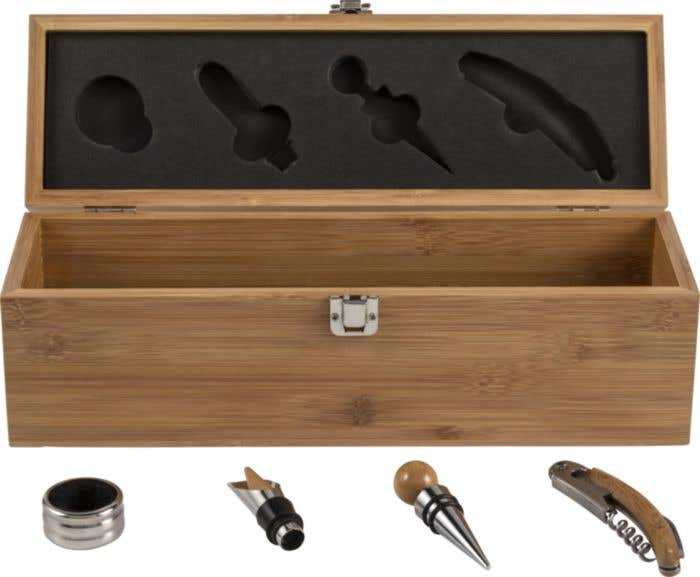 Set à vin Cinco | 4 pièces | Bambou | En coffret cadeau