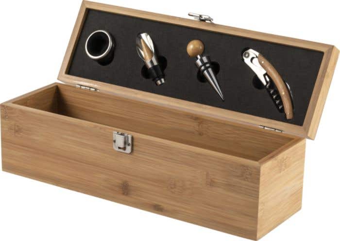 Set à vin Cinco | 4 pièces | Bambou | En coffret cadeau