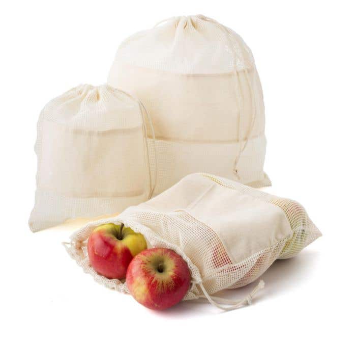 Set de sacs à fruits et légumes Eco Trio | Coton | 3 pièces | Fermeture à cordon