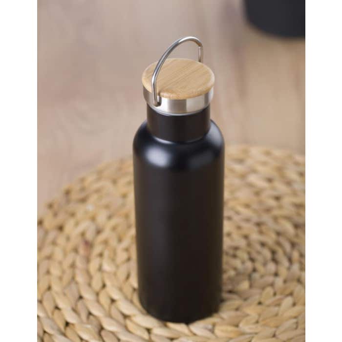 Gourde Isotherme Personnalisable 500 Ml - Gravure Laser - Acier & Bambou - Idéale Sport, Bureau