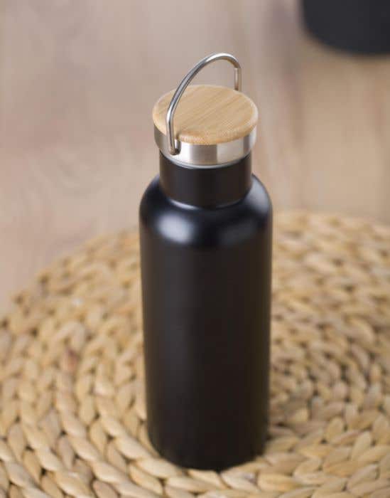 Gourde Bamostyle | 500 ml | Inox | Double paroi | Bouchon en bambou