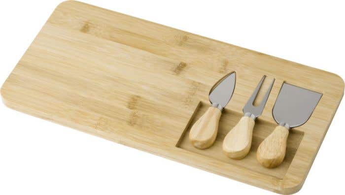 Planche à fromage Montagnard | Bambou | 3 couteaux à fromage | 38 x 19 cm