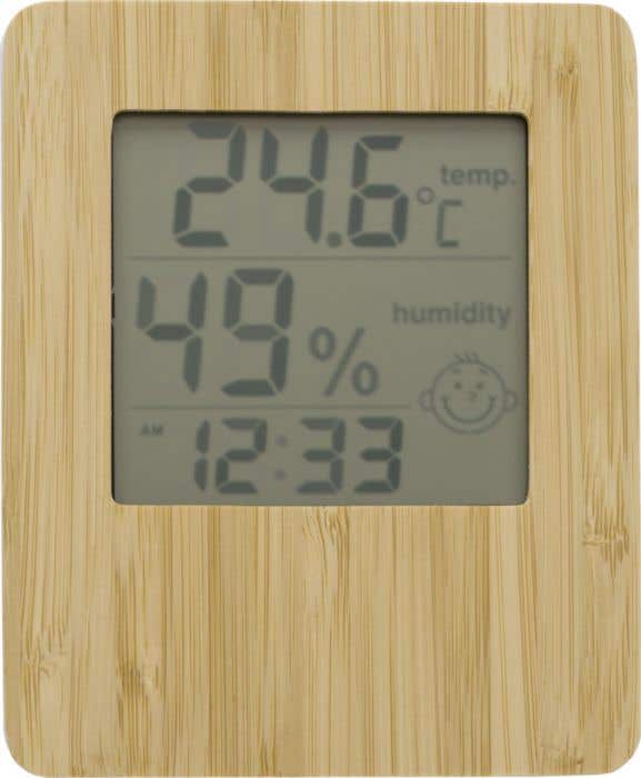 Station météo Tempus | Bambou | Avec horloge | Thermomètre