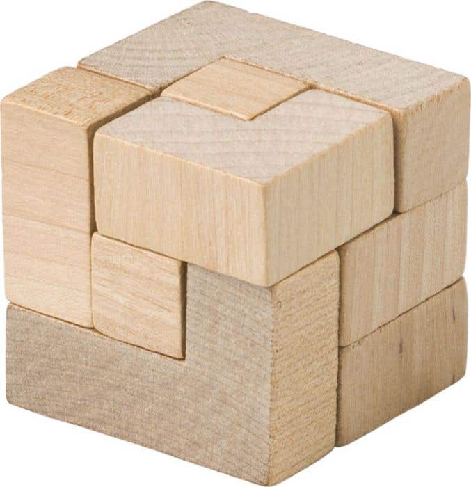 Casse-tête en bois Woodcube | Forme de cube | En pochette de coton