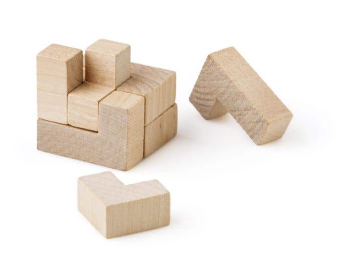 Casse-tête en bois Woodcube | Forme de cube | En pochette de coton