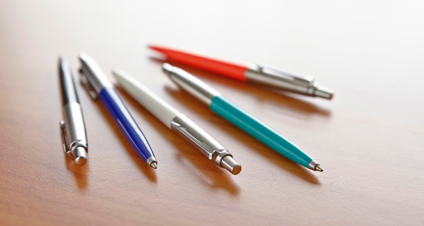 pens, table, colours, parker