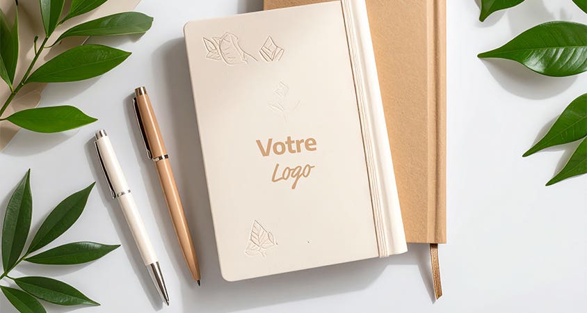 notebooks, pens, leaves